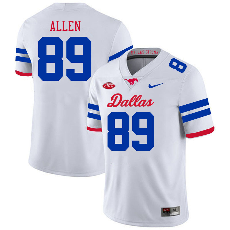 SMU Mustangs #89 Kam Allen College Football Jerseys Stitched Sale-Alternate White